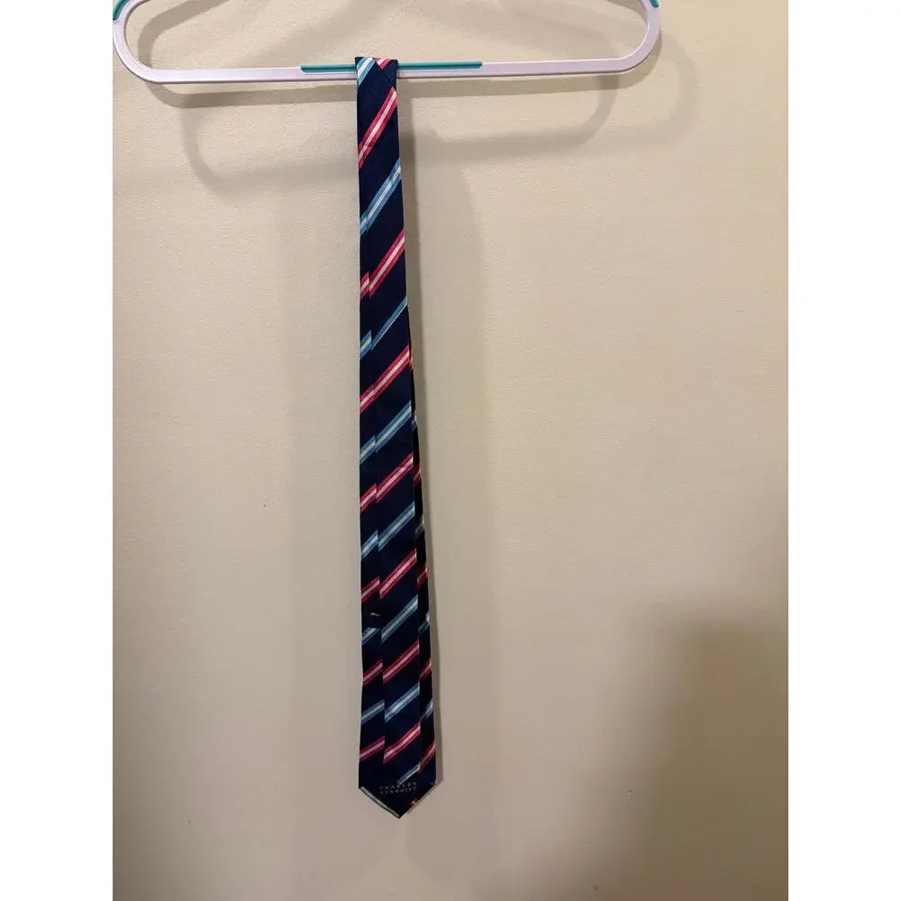 Charles Tyrwhitt Regimental Stripe Silk Tie | Navy, Red & Sky Blue 🇬🇧